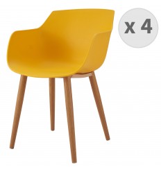 ANDREA - Chaise scandinave curry pied métal effet bois (x4)