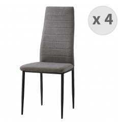 ANNA - Chaise design tissu gris pieds noir (x4)