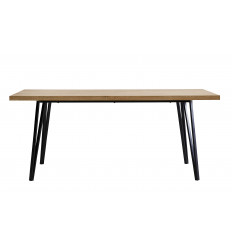 BETTY - Table repas industrielle plateau décor chêne pieds métal noir
