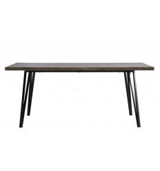 BETTY - Table repas industrielle plateau décor chêne gris pieds métal noir
