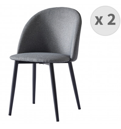 MALOU-Chaise indus tissu gris foncé pieds noir brossé (x2)