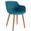 ANDREA-Chaise scandinave bleu canard pied métal effet bois (x2)