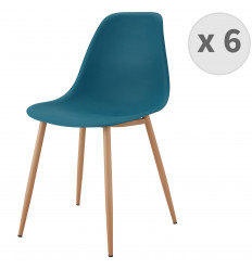 ESTER-Chaises scandinaves beu canard pieds métal bois (X6)