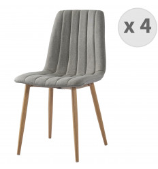 CARLA-chaises Scandinave tissu lin pieds métal effet bois(x4)