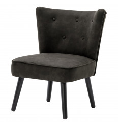 MALCOLM-Fauteuil Vintage ébène pieds bois noir