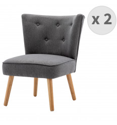 MALCOLM-Fauteuil Scandinave tissu gris pieds bois(x2)