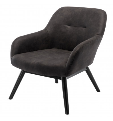 MALMO-Fauteuil vintage ébène pieds bois noir