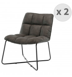 MOLTO-Design Fauteuil Design vintage ébène pieds métal noir(x2)