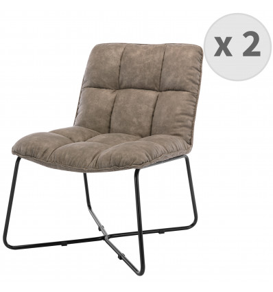 MOLTO - Fauteuil vintage marron clair pieds métal noir(x2)