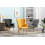 SCAND - Sillón escandinavo de tela gris patas de madera natural
