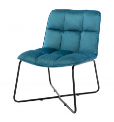 BART, Fauteuil d'appoint, pieds métal noir,velours bleu canard