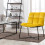 MOLTO- Fauteuil Design velours curry pieds métal noir(x2)
