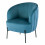 CUT- Fauteuil Design velours bleu canard pieds métal noir