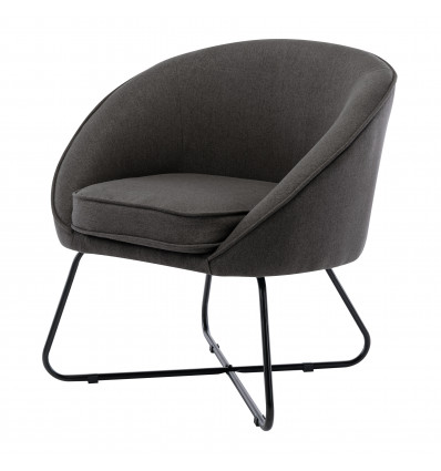 JONAS-Fauteuil Design tissu gris anthracite pieds métal noir