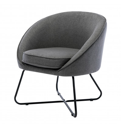 JONAS-Fauteuil Design tissu gris pieds métal noir