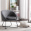 JONAS-Fauteuil Design tissu gris pieds métal noir