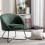 JONAS-Fauteuil Design tissu vert forêt pieds métal noir