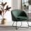 JONAS-Fauteuil Design tissu vert forêt pieds métal noir