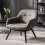 MALMO - Fauteuil vintage marron clair pieds bois noir