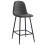 MANCHESTER-Tabouret de bar microfibre vintage ébène pieds métal noir (x2)