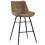 QUEENS - Sedia da bar industriale microfibra marrone scuro gambe metallo nero (x2)