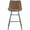 QUEENS - Chaises de bar industrielle microfibre vintage marron foncé pieds métal noir (x4)