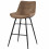 QUEENS - Sedia da bar industriale microfibra marrone scuro gambe metallo nero (x2)