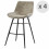 STANFORD- Chaises de bar industrielle microfibre vintage marron pieds métal noir (x4)