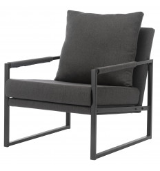 SCOTT-Sillón de tela gris oscuro y metal negro