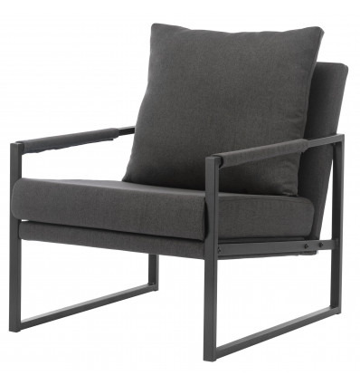 SCOTT - Fauteuil lounge en tissu Anthracite et métal noir