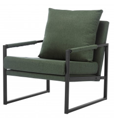 SCOTT-Sedia lounge in tessuto verde metallo nero