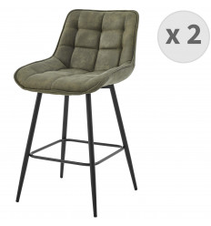 GRANT-Silla de bar de microfibra verde y negro (x2)