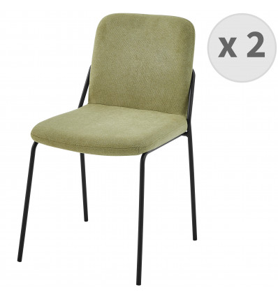 VICKIE-Silla de tela verde y metal negro (x2)