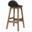 JUDE - Tabouret de bar vintage marron foncé et bois teinté noyer(x2)