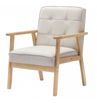 DOUGLAS - Fauteuil lounge en tissu Coloris Lin et bois massif