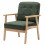 DOUGLAS - Fauteuil lounge en tissu Sauge et bois massif