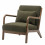 ZACK - Fauteuil lounge avec coussin Bouclette Army et bois teinté noyer