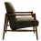 DAN - Fauteuil lounge en microfibre vintage Army et bois teinté noyer