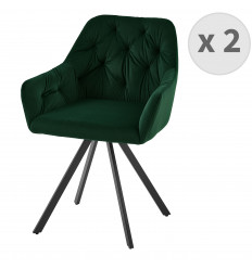 GORDON-Poltrona da tavolo in velluto verde e nero (x2)