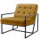 GREG - Fauteuil lounge velours Moutarde et métal noir