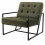 GREG - Fauteuil lounge en velours Army et métal noir